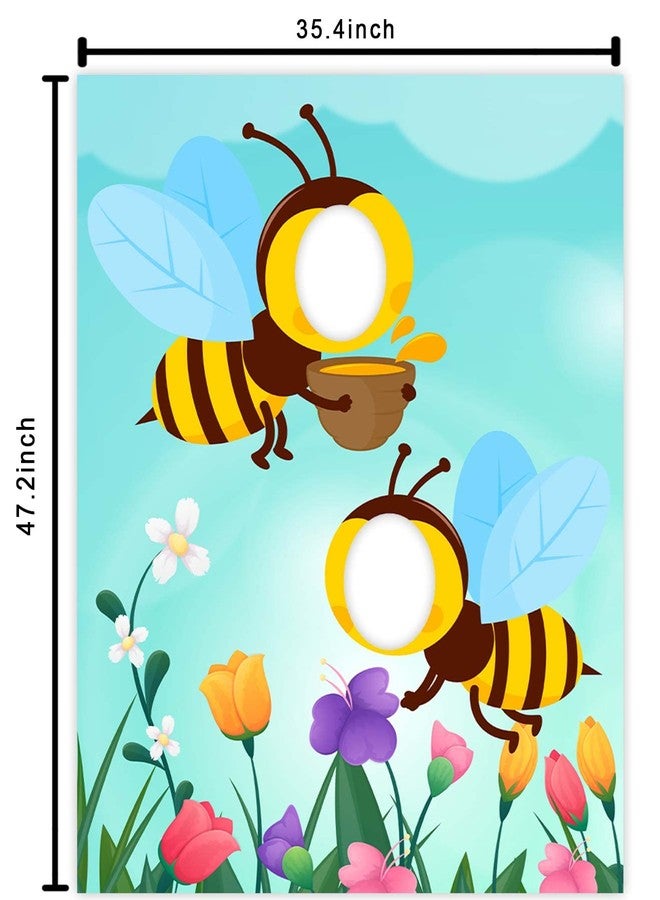 DZTRELFK Bees Banner Fun Play Party Game Backdrop Bees Pom Pom Theme Decor Decorations for Happy Bee Day Bee-Shaped Festival Party Honey Supplies - Image 2